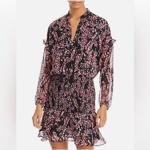 AQUA Floral Black and Pink Women's Dress